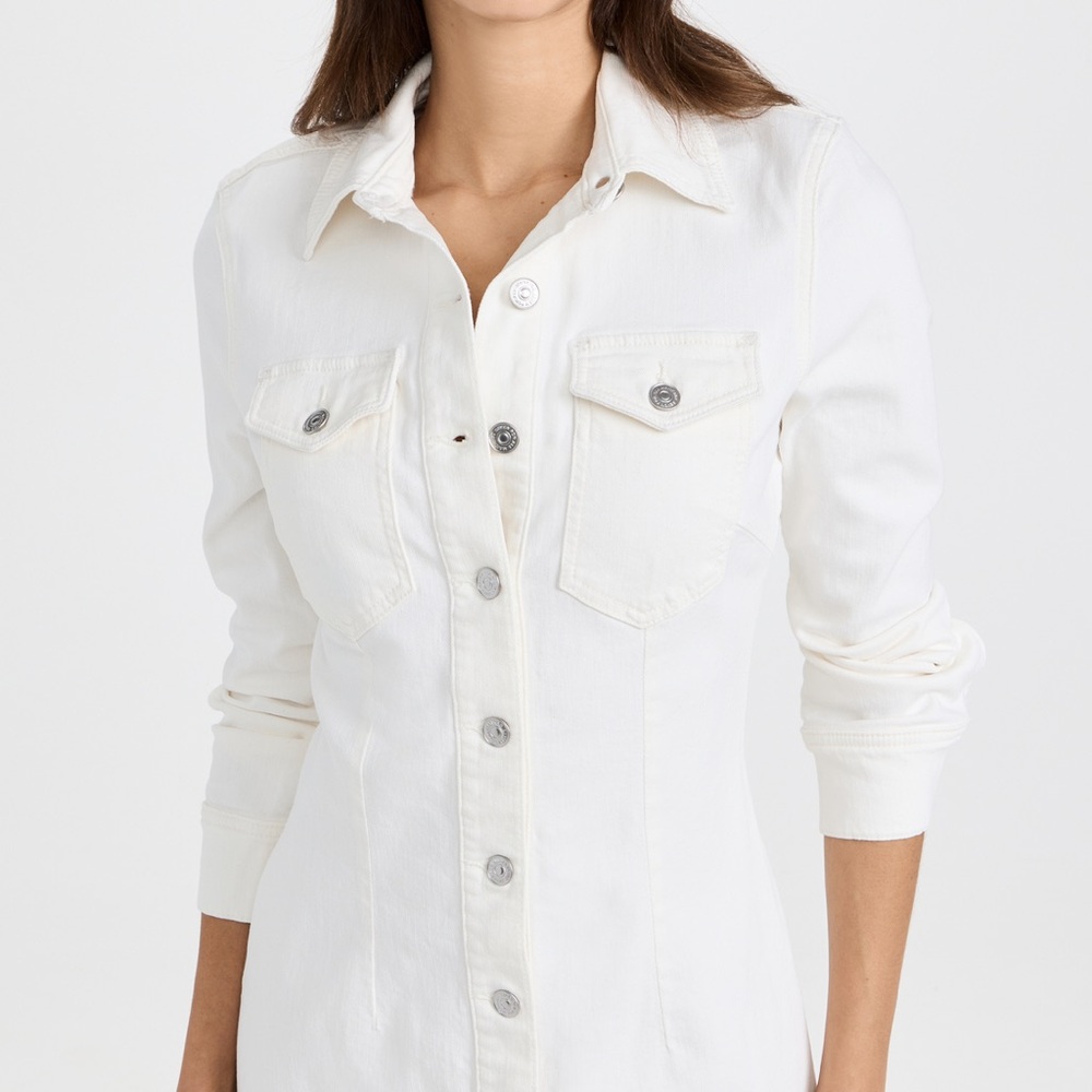 7 For All Mankind Cream Button-Up Dress